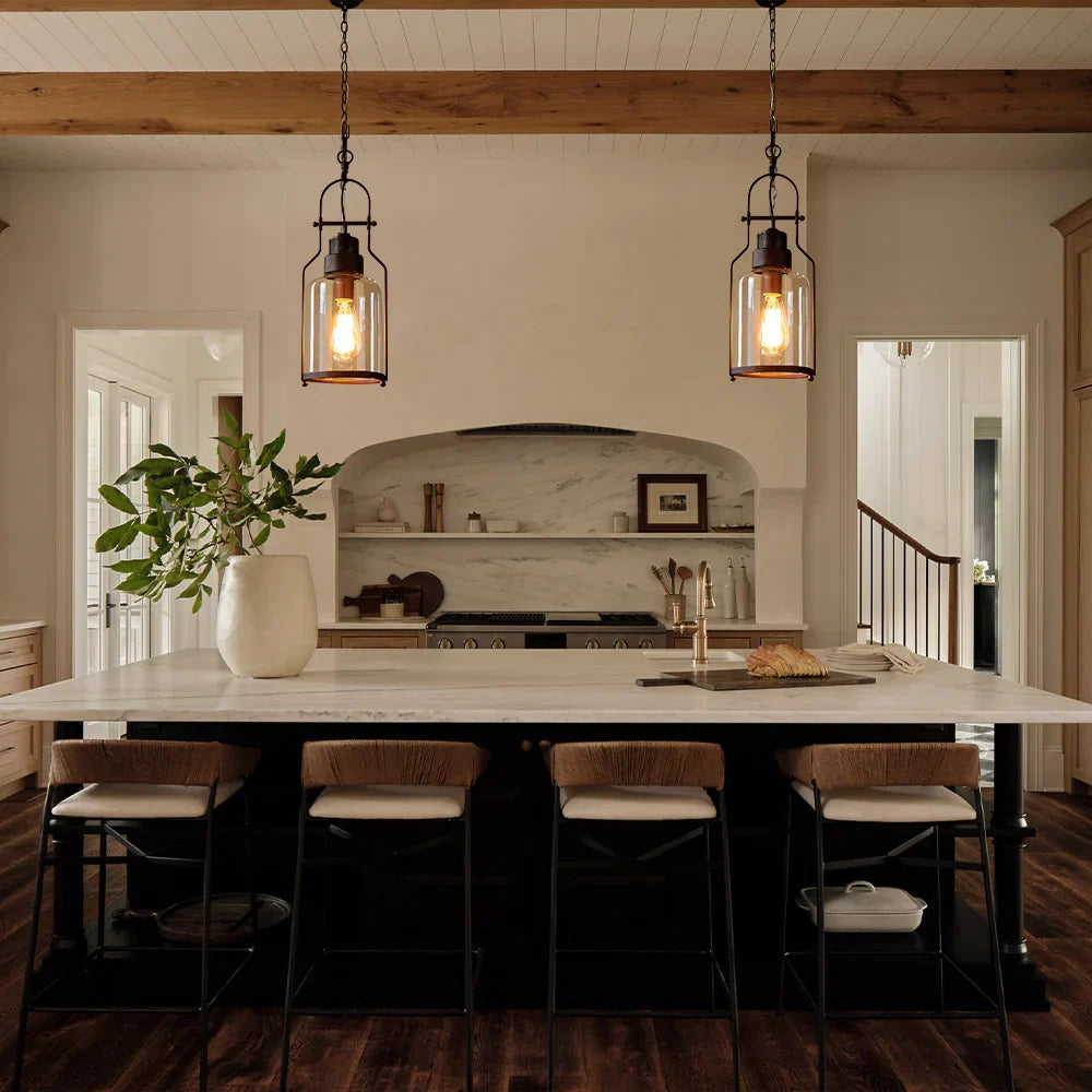 Adjustable glass pendant light