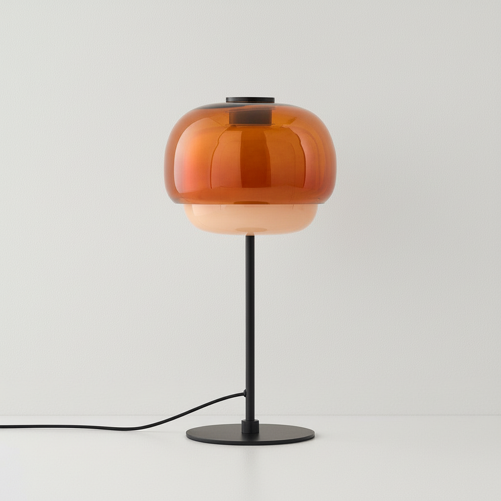 Glass lamp with black base
