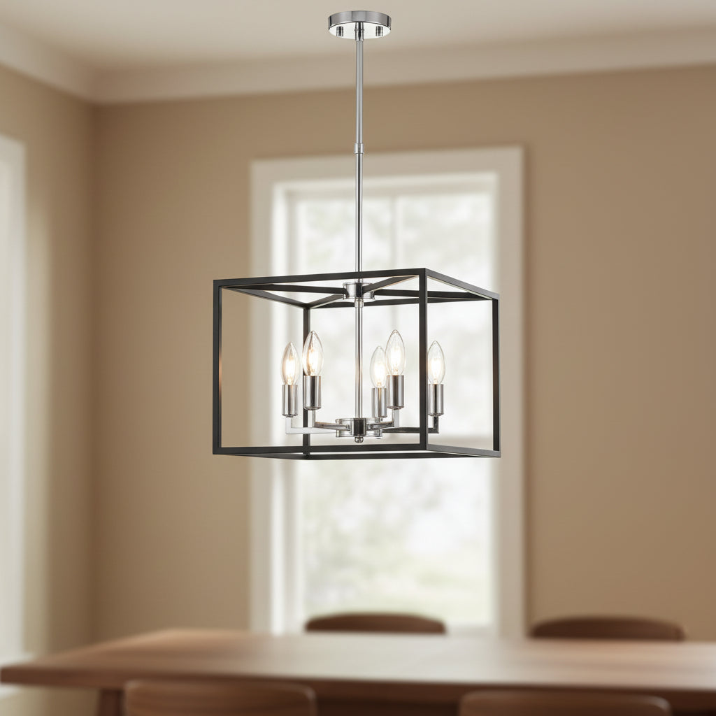 Black lantern chandelier for entryway