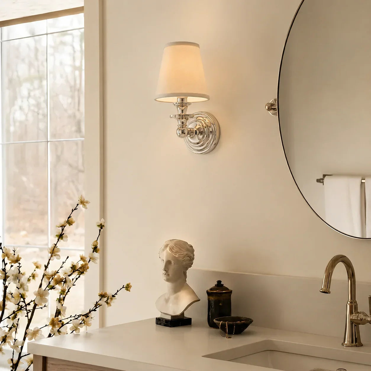 Brass wall light for bedroom