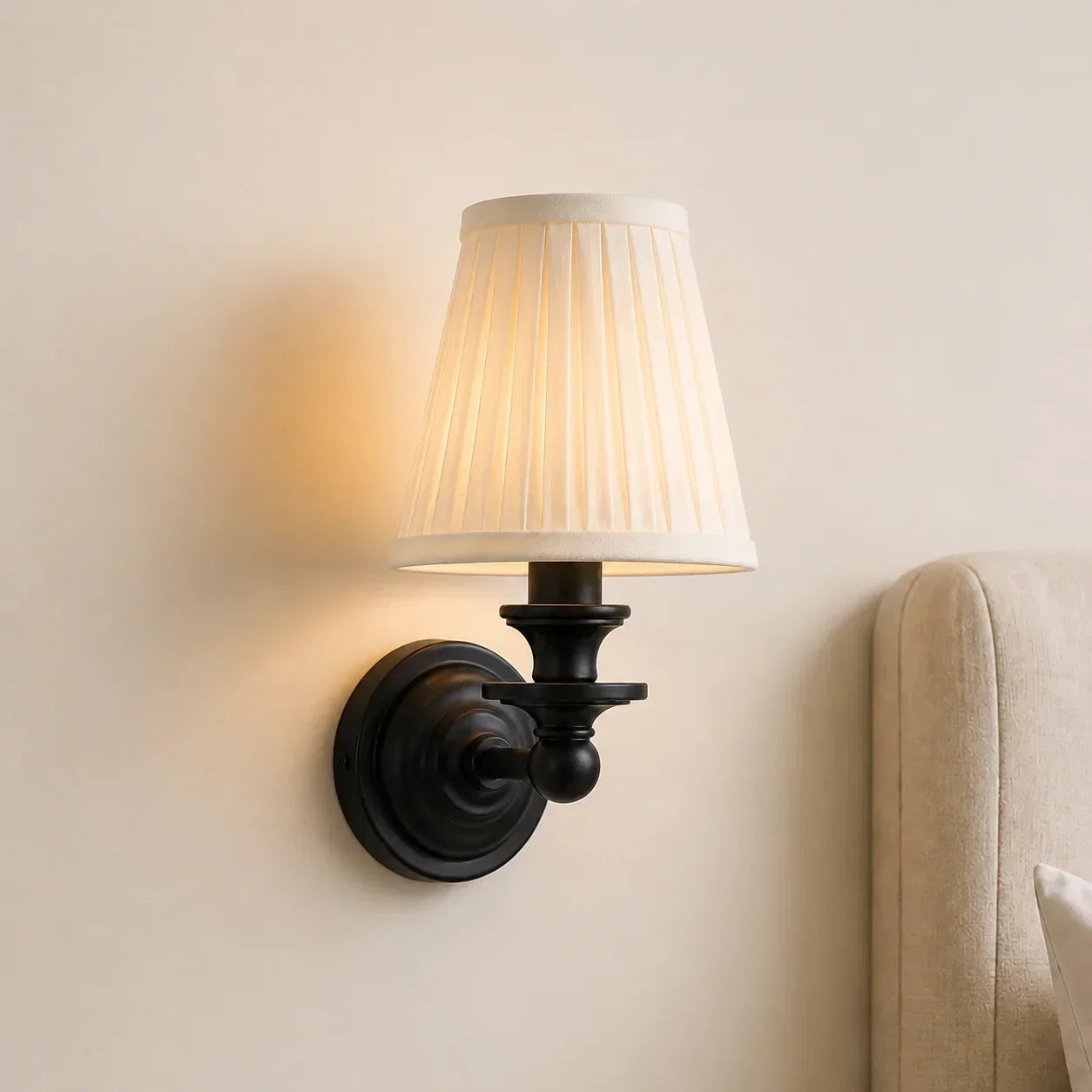 Brass wall light for reading room