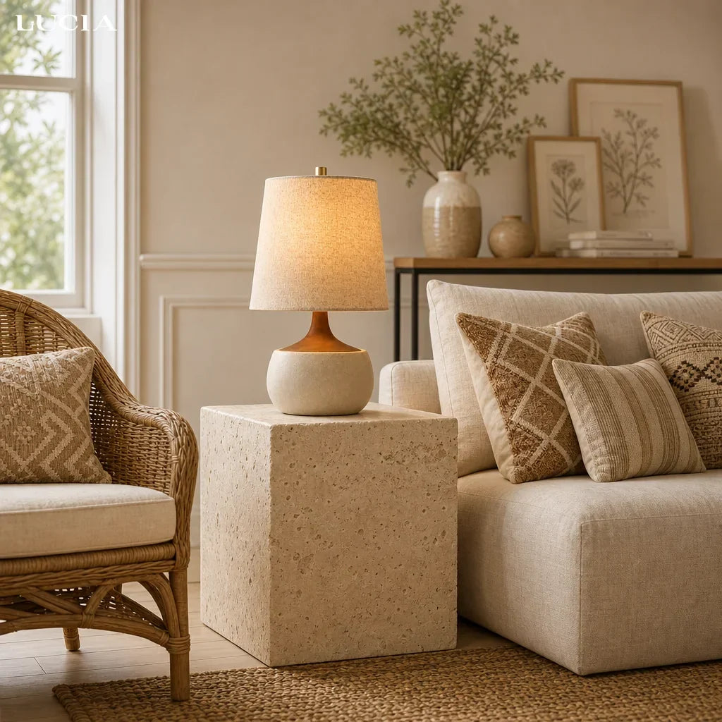 Cement table lamp for office