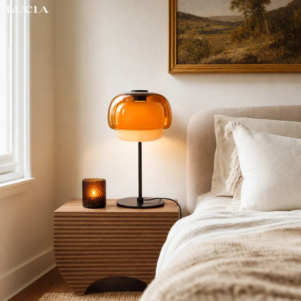 Colored glass table lamp
