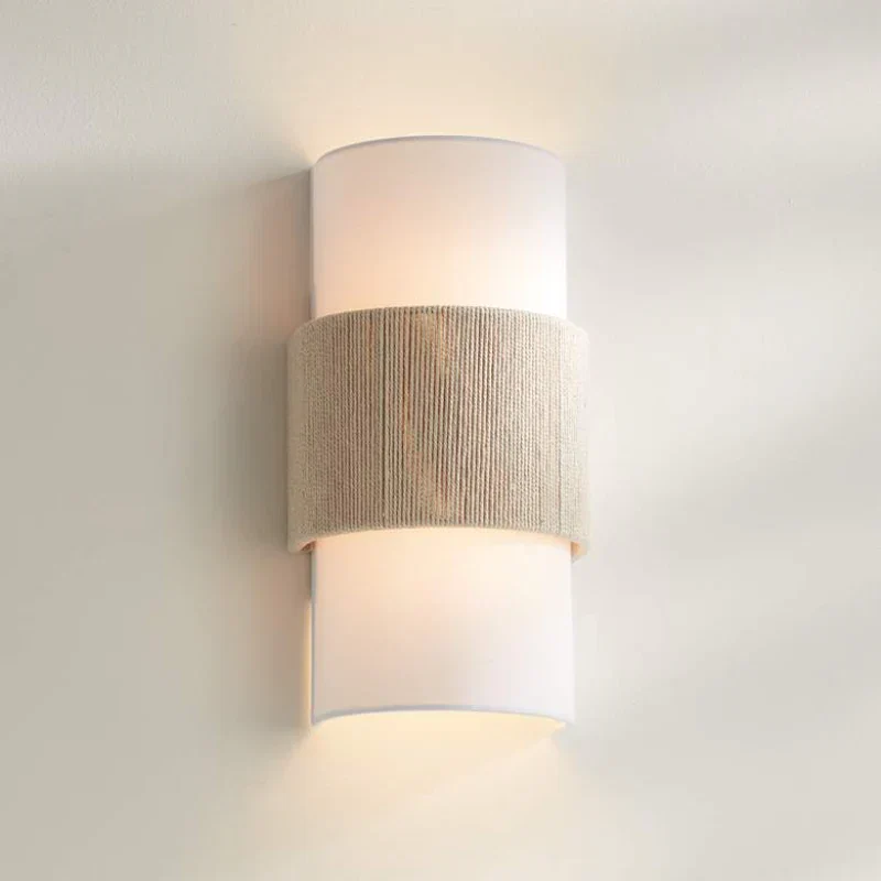 Cylindrical linen wall sconce