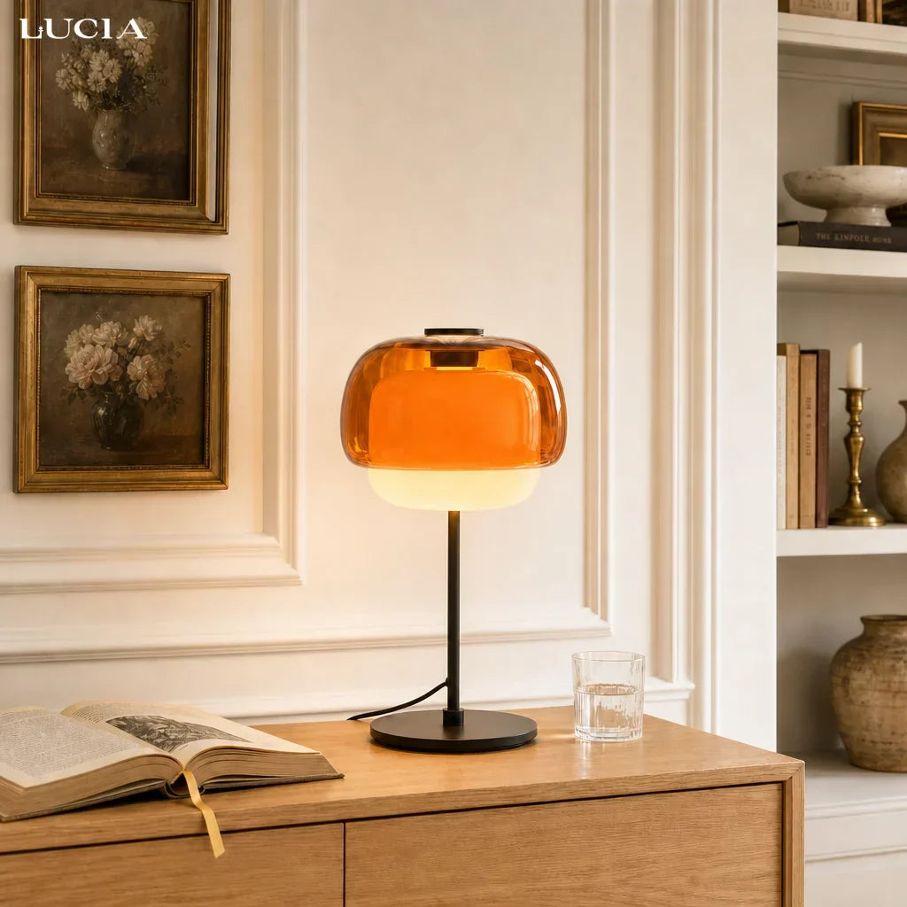 Double dome glass table lamp