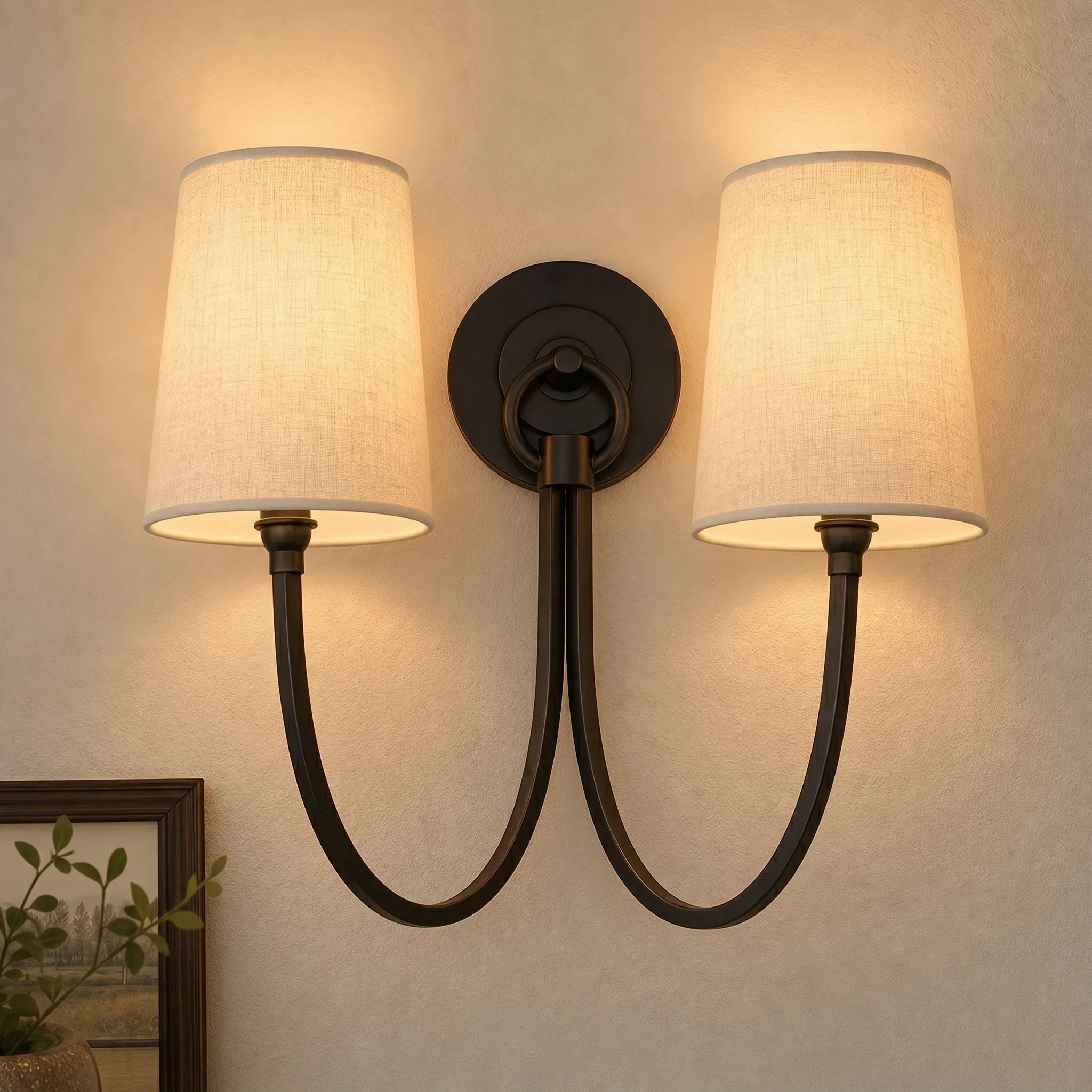Double wall sconce for vanity