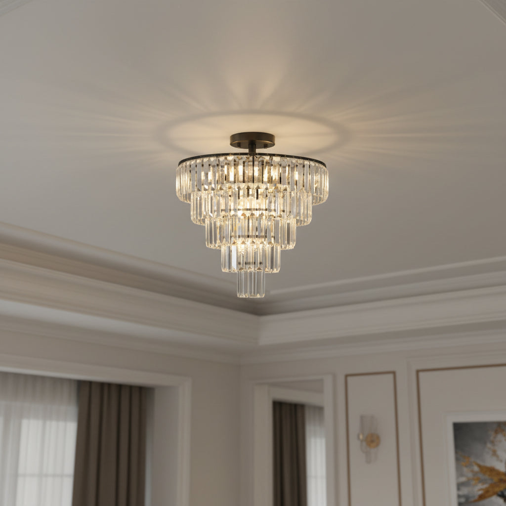 Crystal chandelier with E12 bulb bases