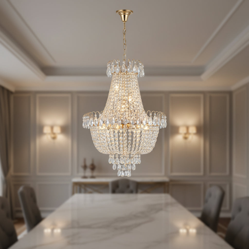 Gold crystal chandelier for living room
