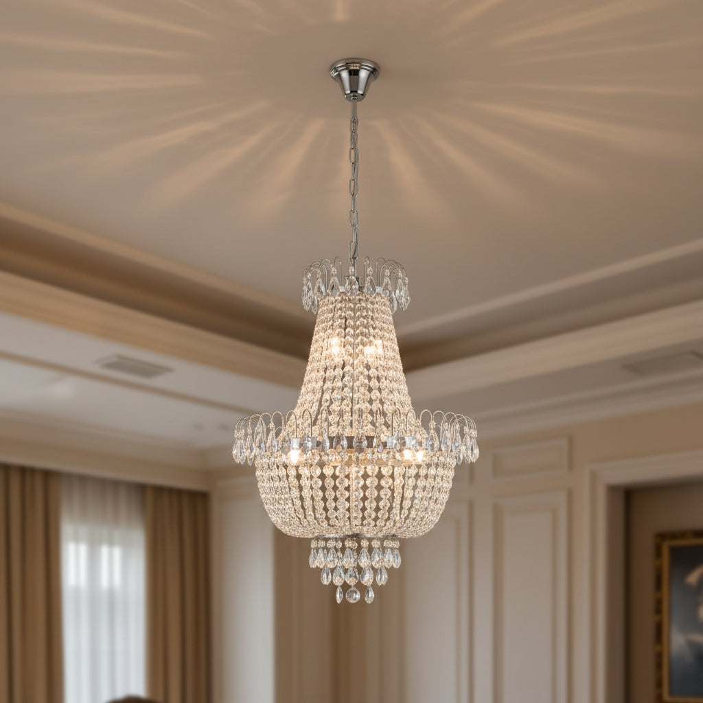 Gold crystal chandelier with multi tier design