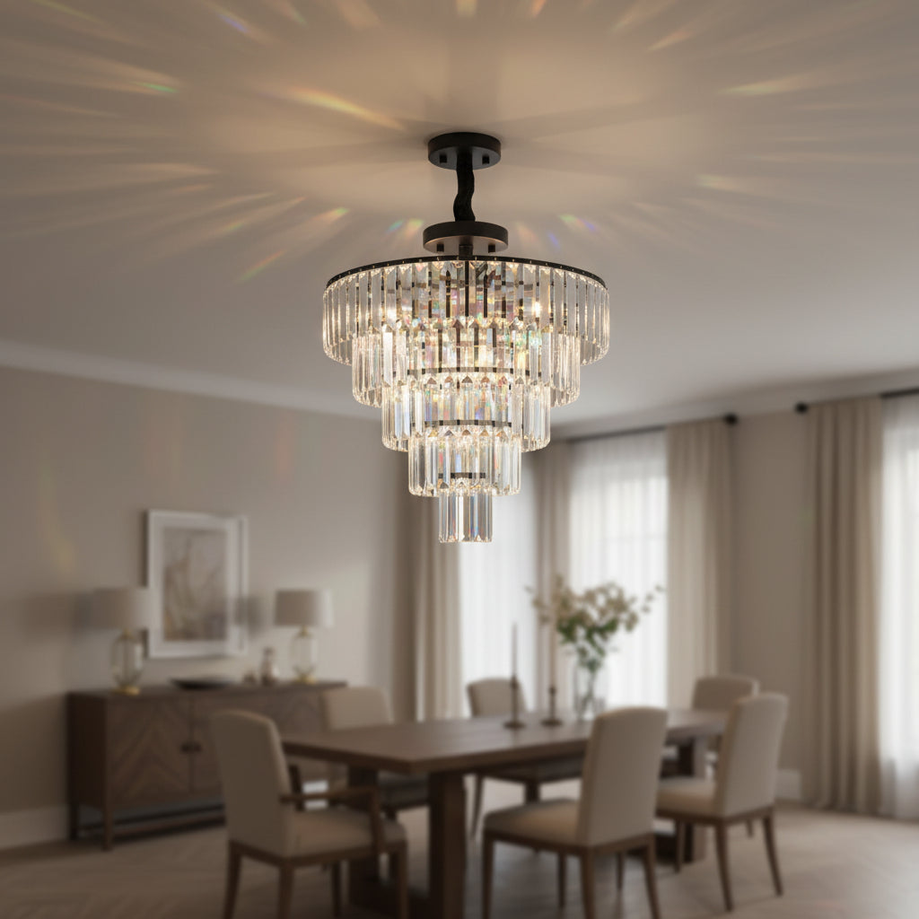 Large black crystal chandelier