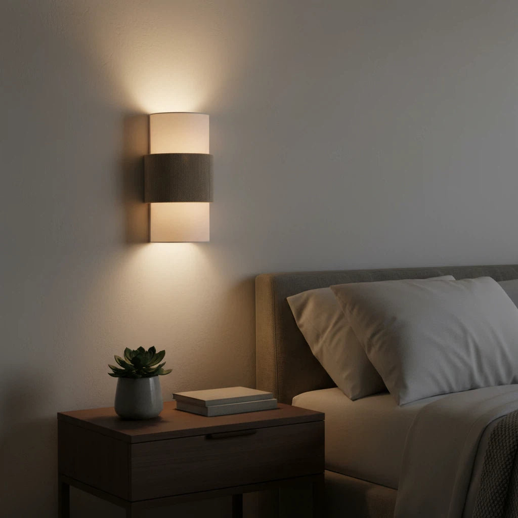 Linen wall sconce for hallway