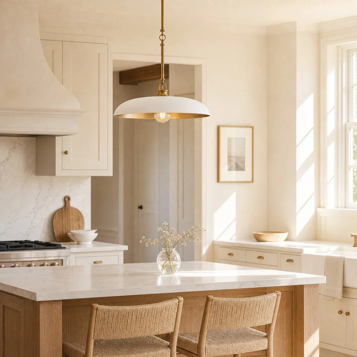 Metal disc pendant light
