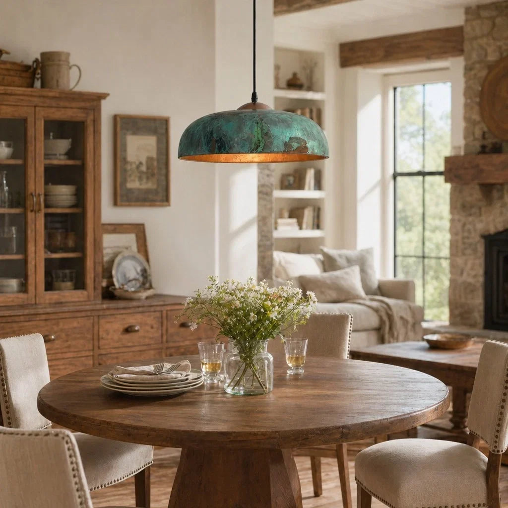 Metal dome pendant light for dining room