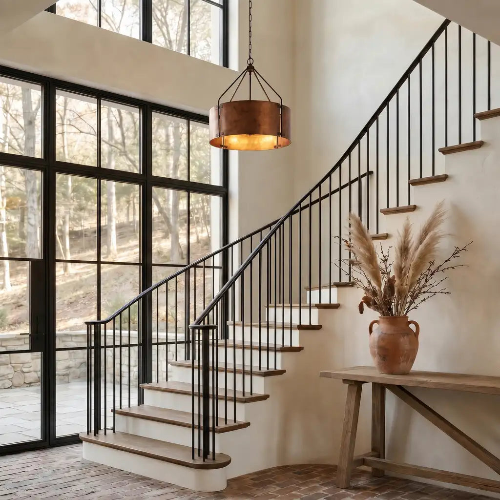 Metal drum pendant light