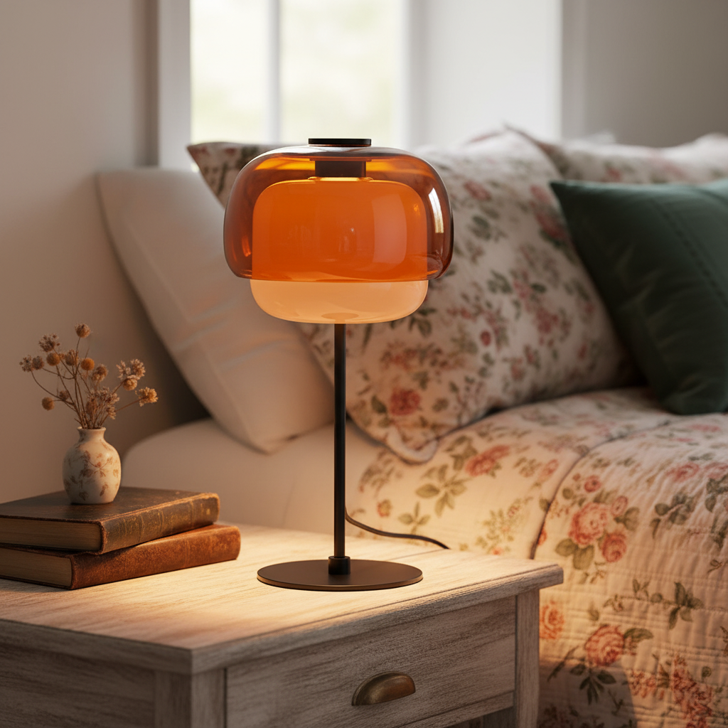 Opal glass bedside table lamp