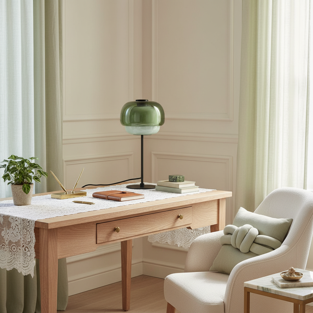 Plug-in glass table lamp
