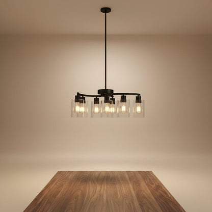 9 light black chandelier with clear glass shades