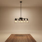 9 light black chandelier with clear glass shades