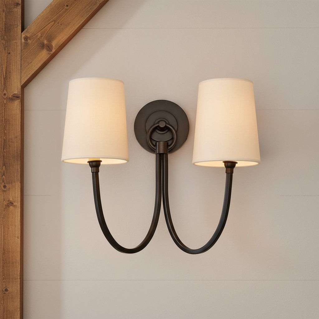 Linen wall light for bedroom