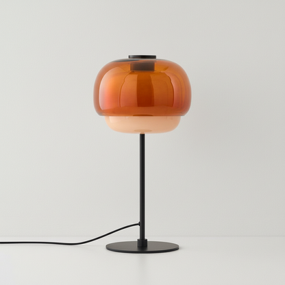 Glass lamp with black base