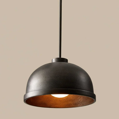 Black dome pendant light with cast aluminum shade