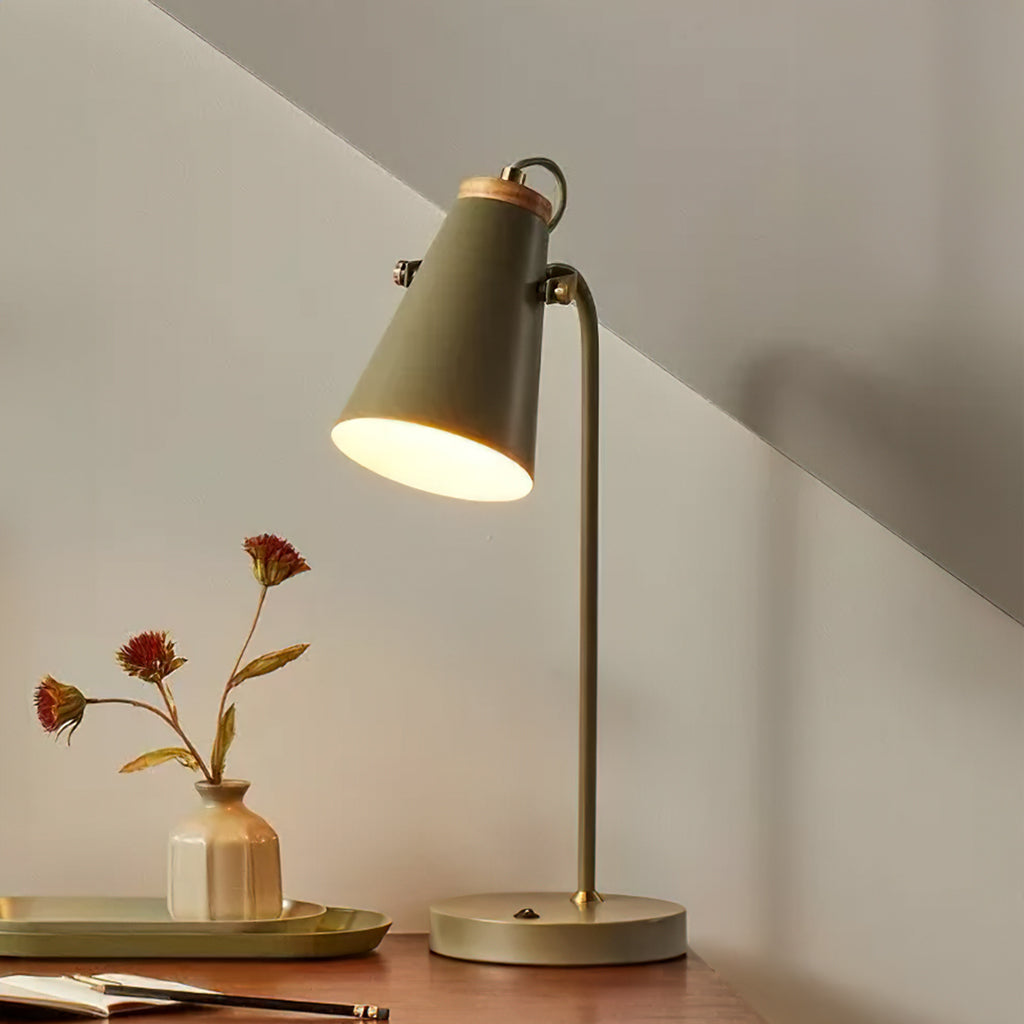 Desk lamp with brass accent details
