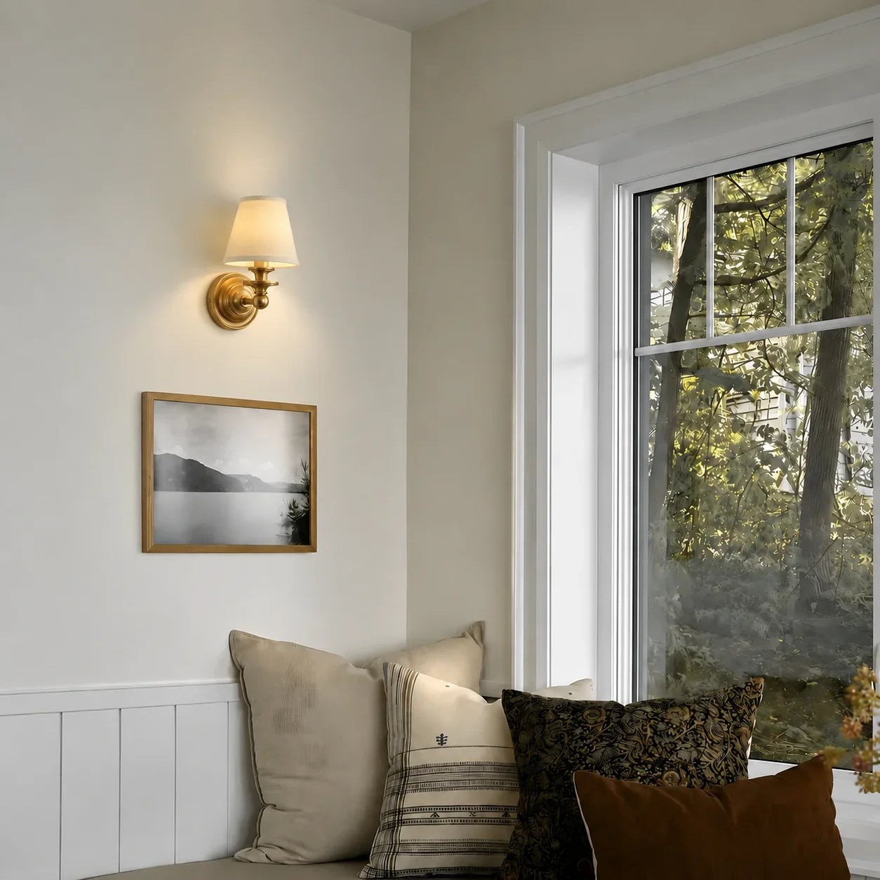 Brass sconce for hallway