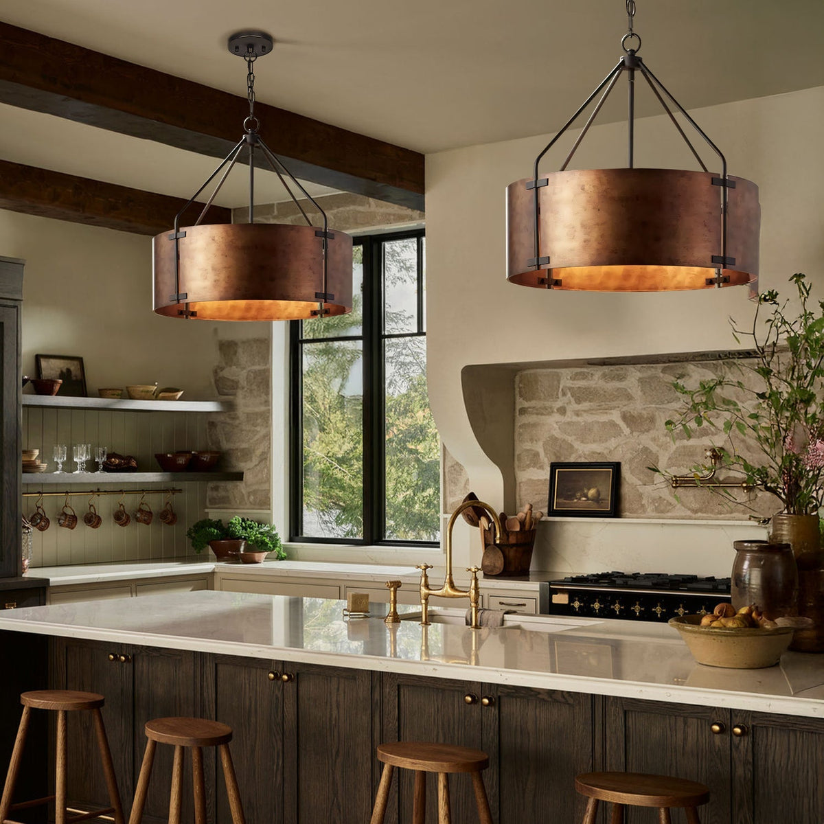 Bronze pendant light for café