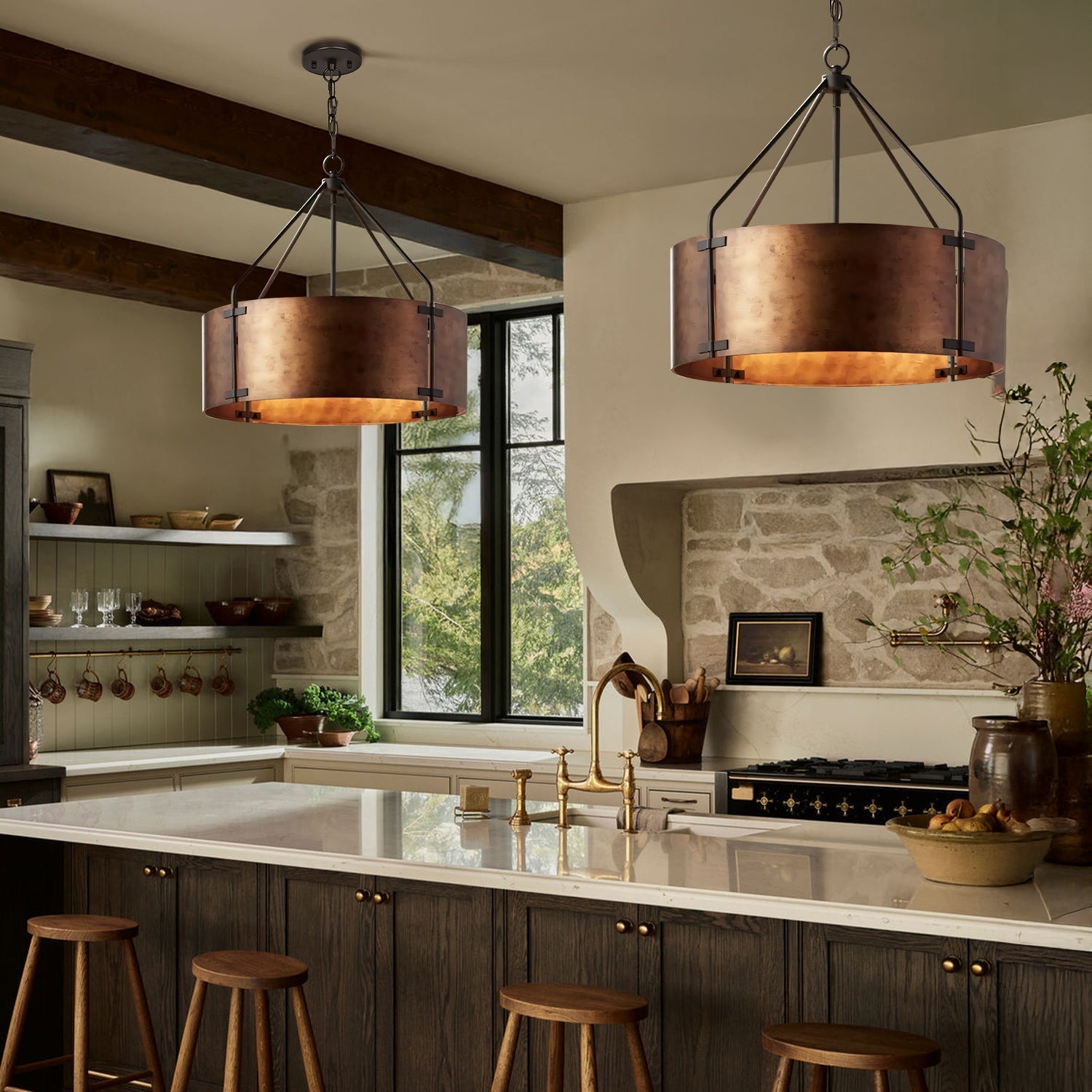 Bronze pendant light for café