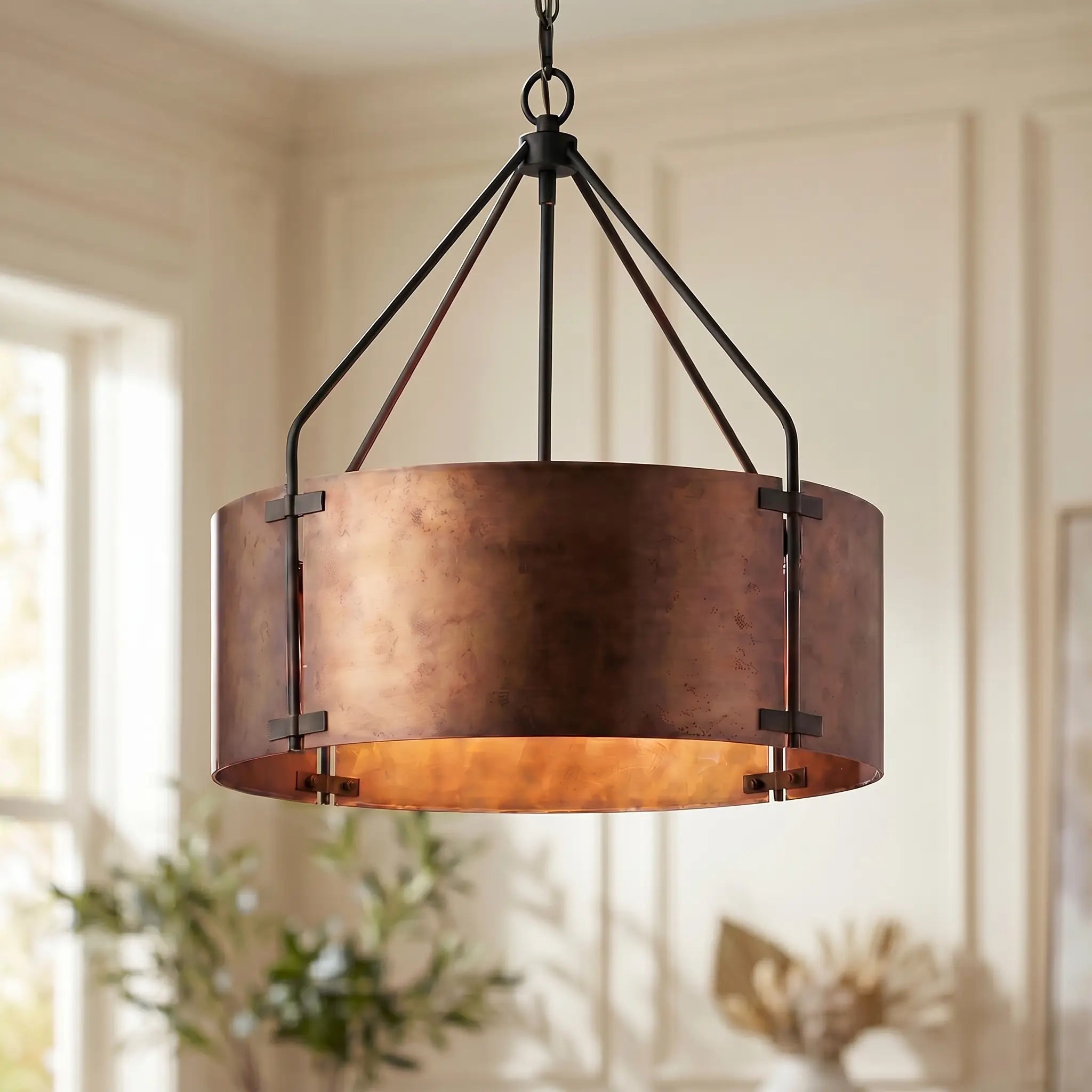 Bronze industrial drum pendant light