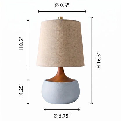 Cement and linen bedside lamp