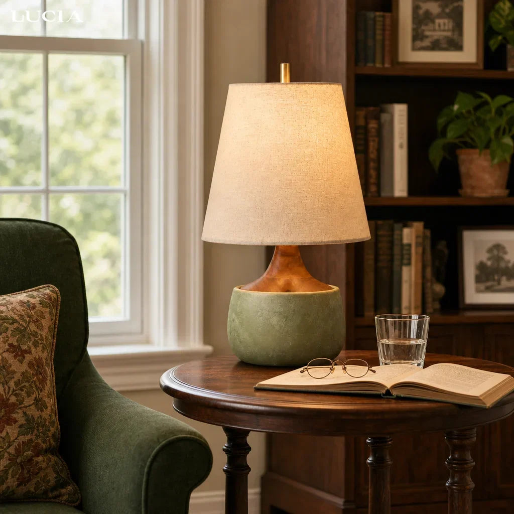 Cement table lamp for bedside table