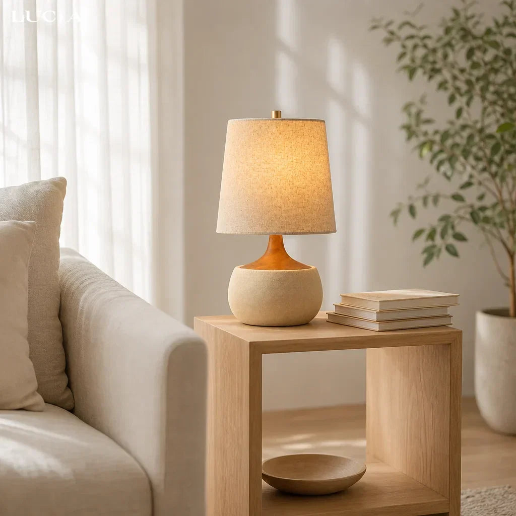 Cement table lamp for reading area
