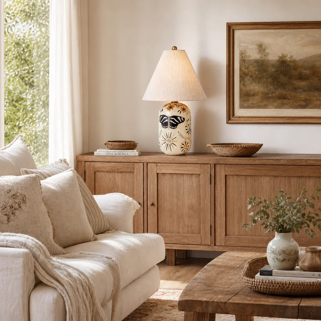 Ceramic lamp for bedside table