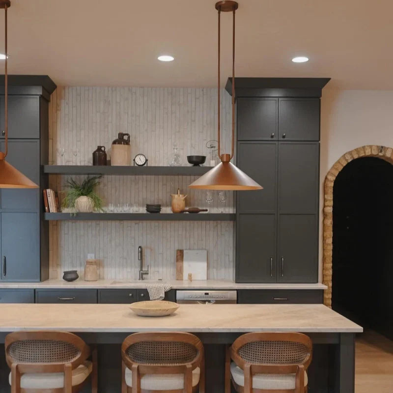 Cone-shaped metal pendant light