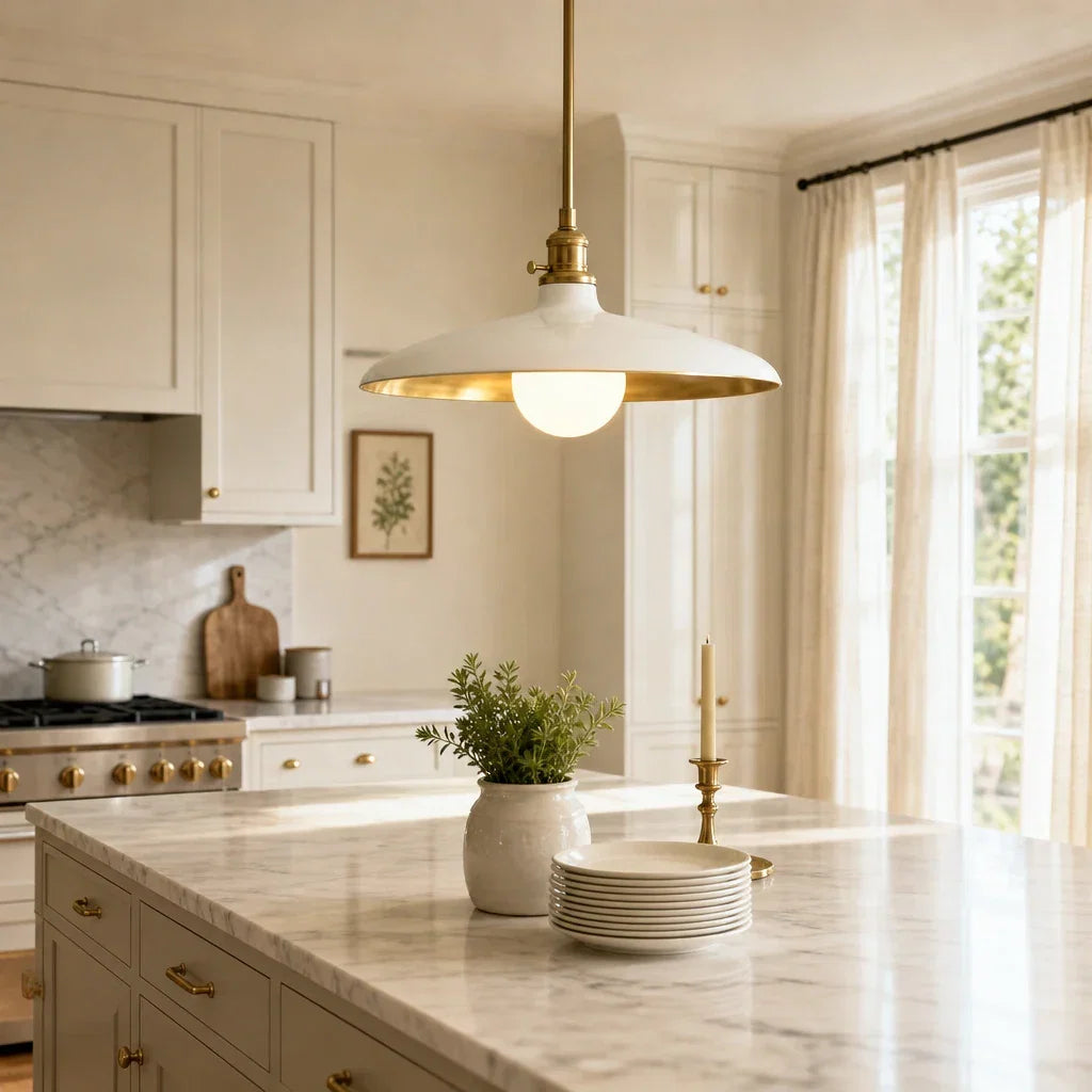 Conical metal pendant light