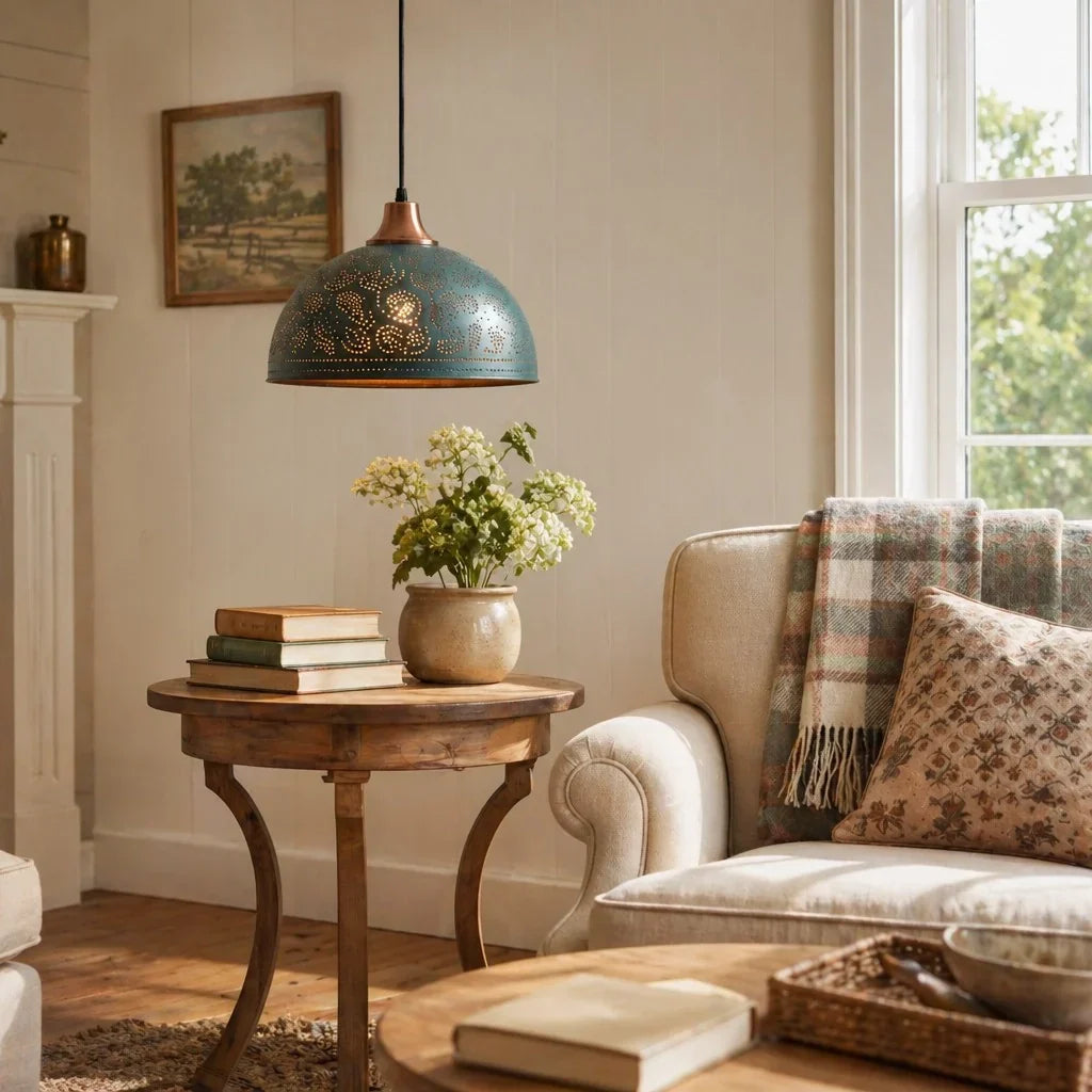 Copper dome pendant light for dining room