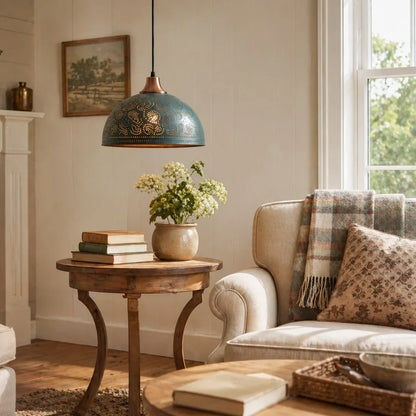 Copper dome pendant light for dining room