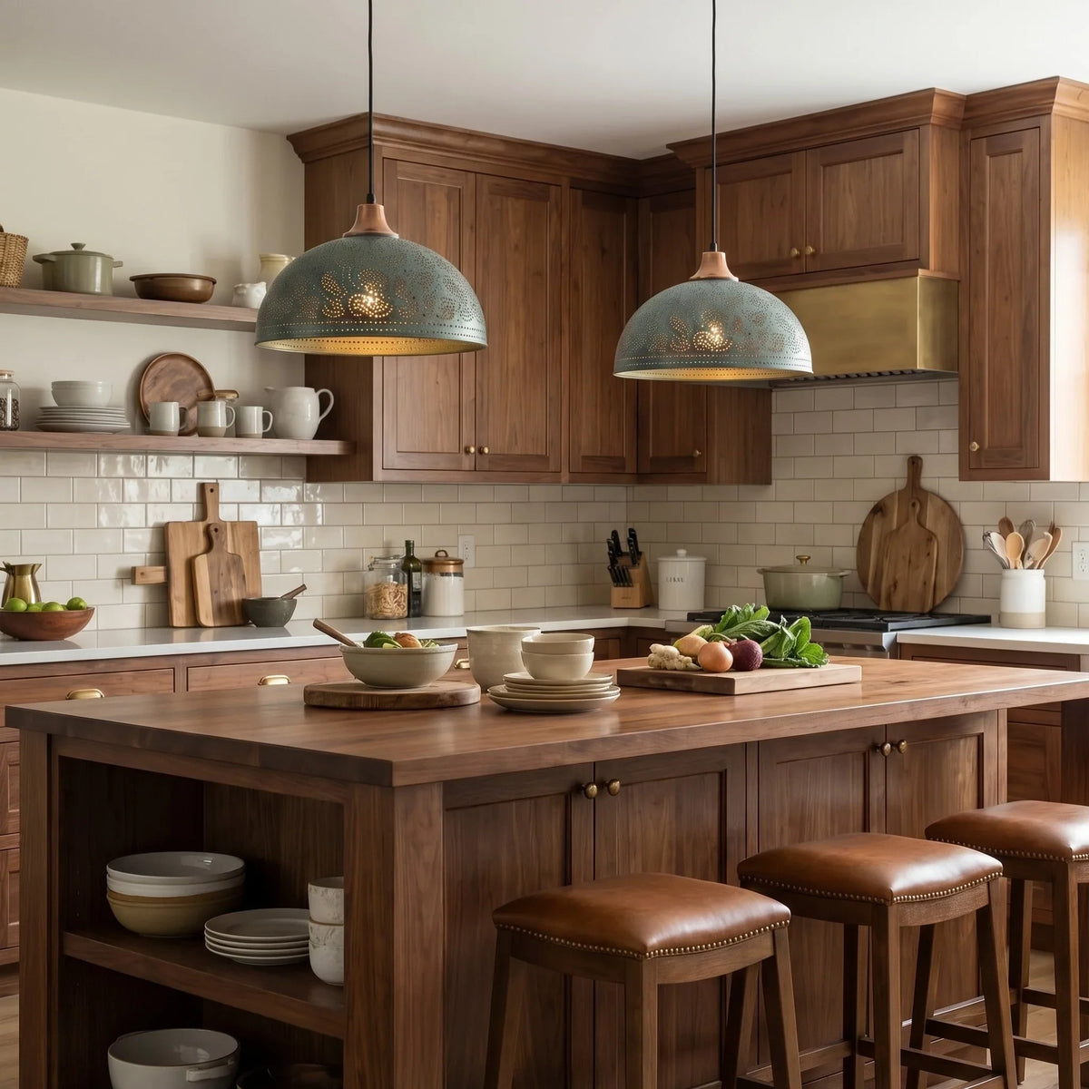 Copper dome pendant light for entryway