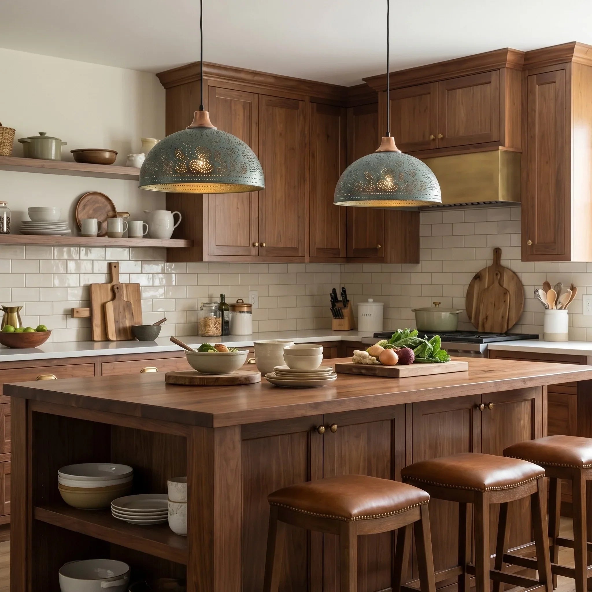 Copper dome pendant light for entryway