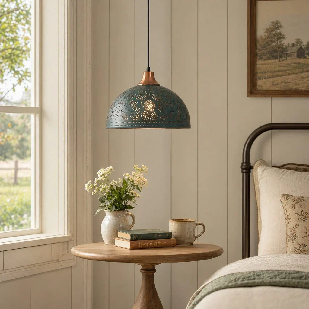 Copper dome pendant light for kitchen island