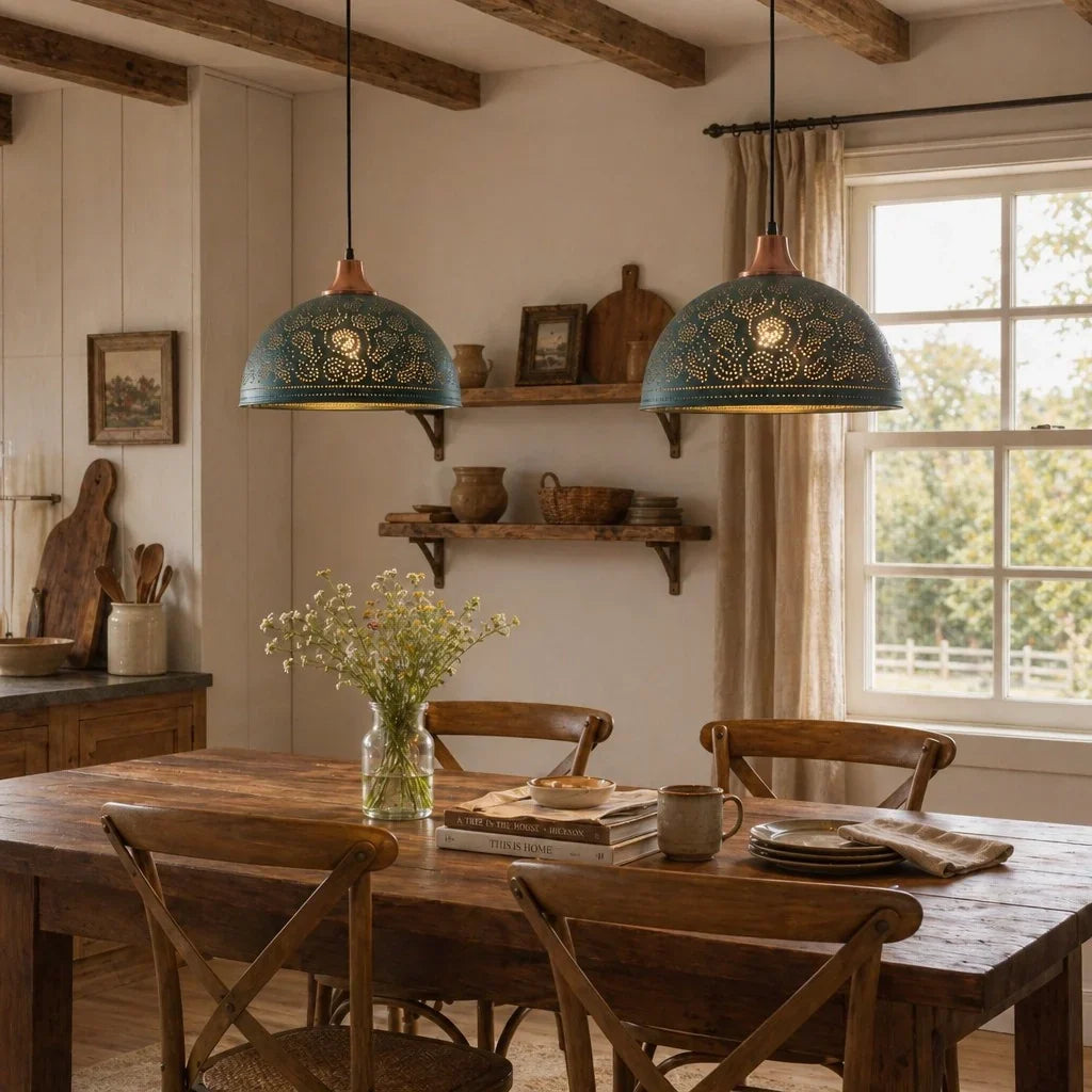 Copper dome pendant light for living room