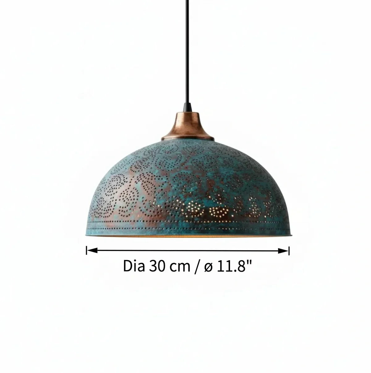 Copper metal dome pendant light
