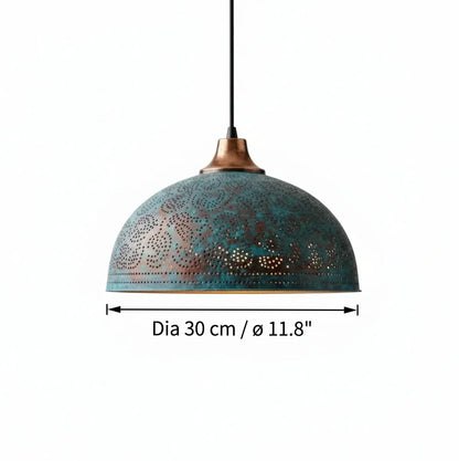 Copper metal dome pendant light