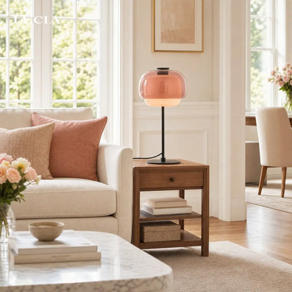 Double mushroom glass table lamp