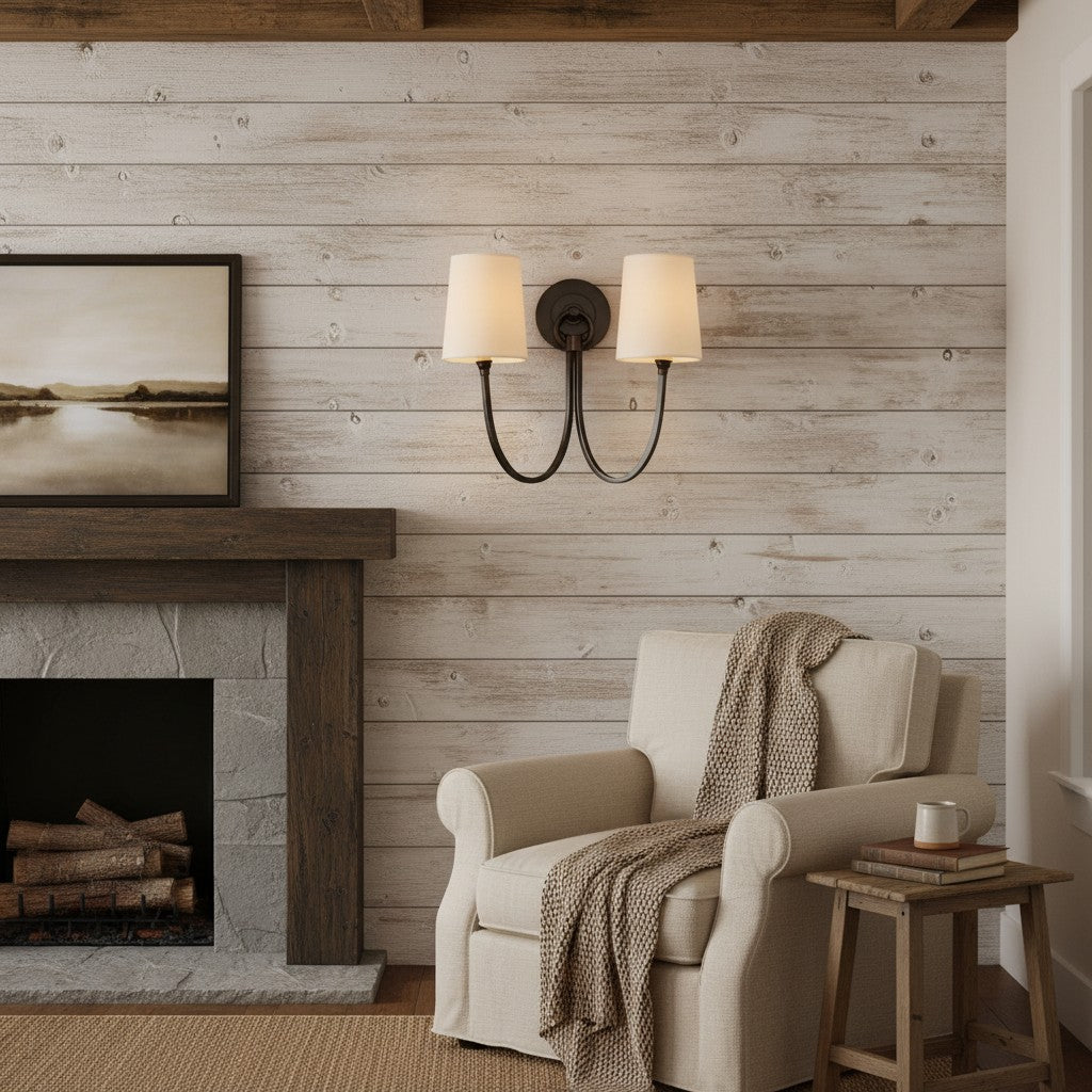 Double shade bedroom wall light
