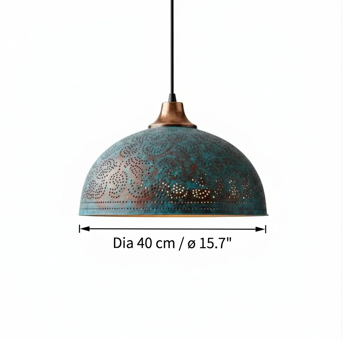 Copper pendant light with downward lighting