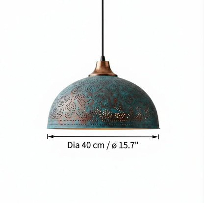 Copper pendant light with downward lighting