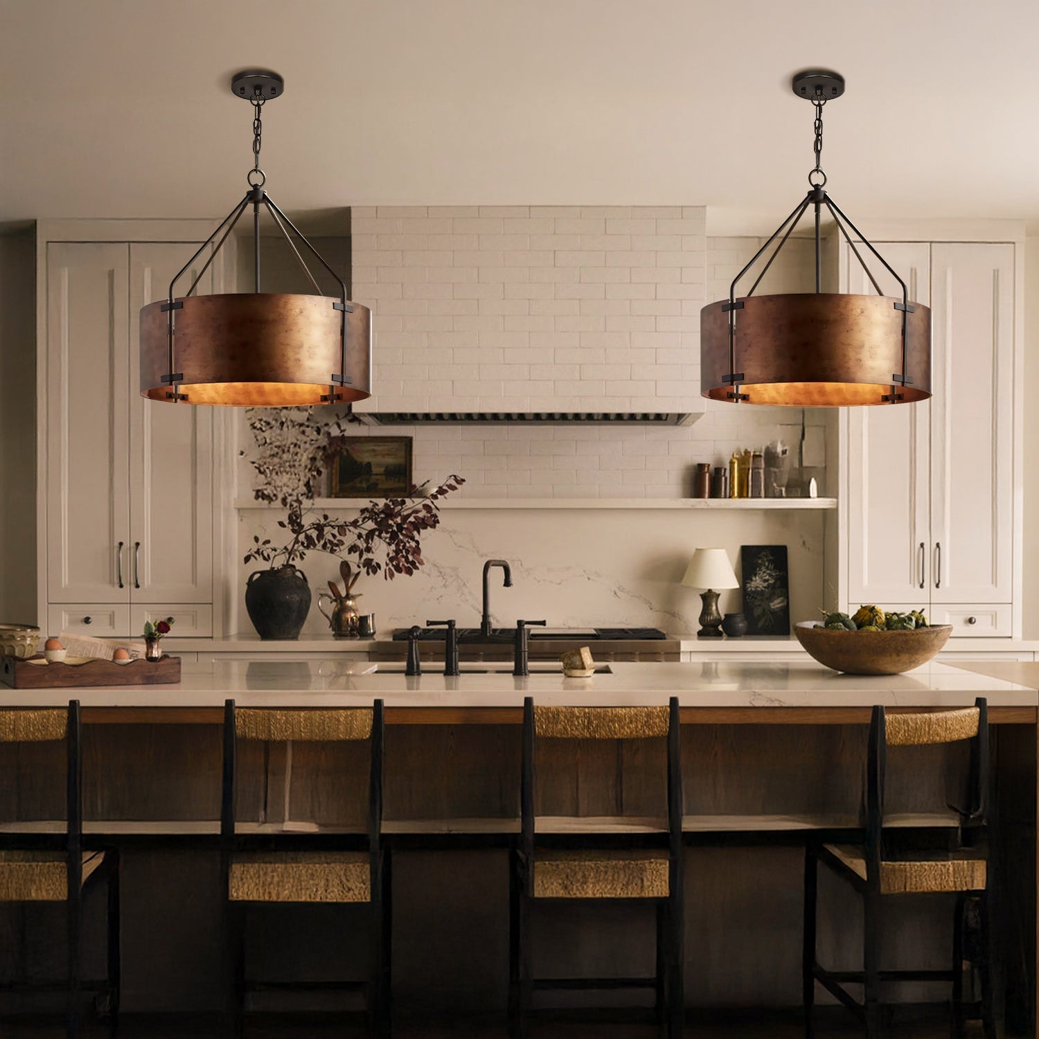 Industrial light with drum shade