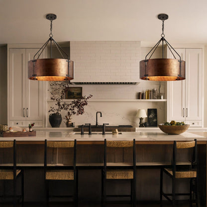 Industrial light with drum shade